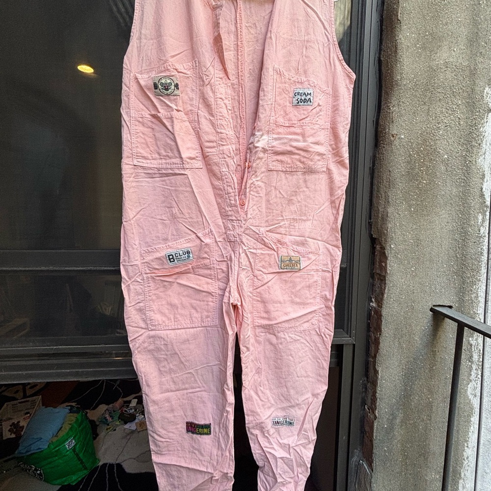 Pink Sleeveless Jumpsuit with Patches